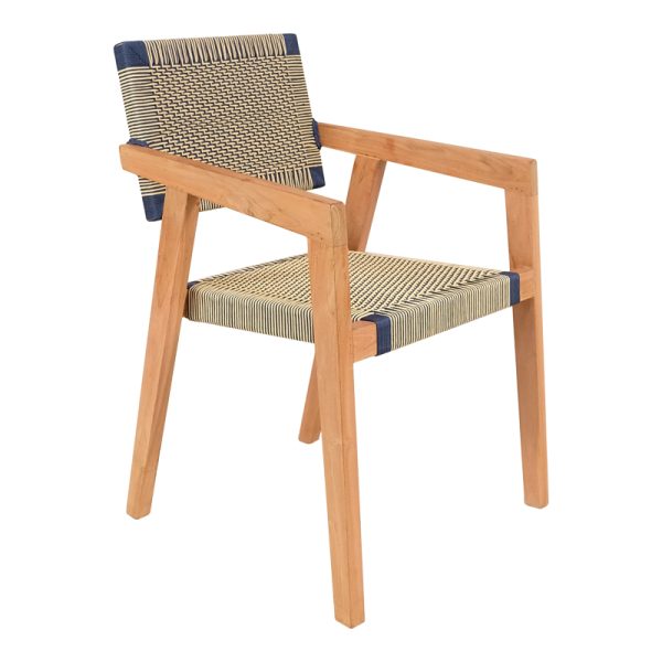 333 000005 8 Armchair Salama pakoworld teak wood skeleton in natural shade and cream-black pe rope 57x60x85cmBOHO CHIC > Chairs and Armchairs