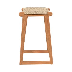 333 000006 2 7 Kuza stool pakoworld teak wood skeleton and pe rope in natural shade 40x42x66cmBOHO CHIC > Stools