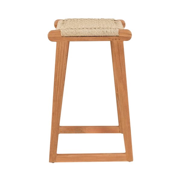 333 000006 2 7 Kuza stool pakoworld teak wood skeleton and pe rope in natural shade 40x42x66cmBOHO CHIC > Stools