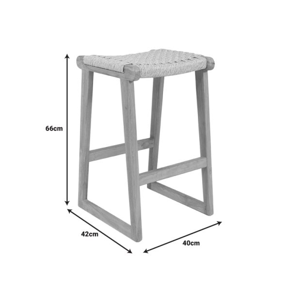 333 000006 3 7 Kuza stool pakoworld teak wood skeleton and pe rope in natural shade 40x42x66cmBOHO CHIC > Stools