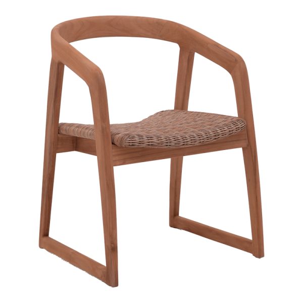 334 000001 6 Armchair Somalia pakoworld aluminium skeleton with teak wood leg in natural shade and brown pe rattan 57x62x80cmBOHO CHIC > Chairs and Armchairs