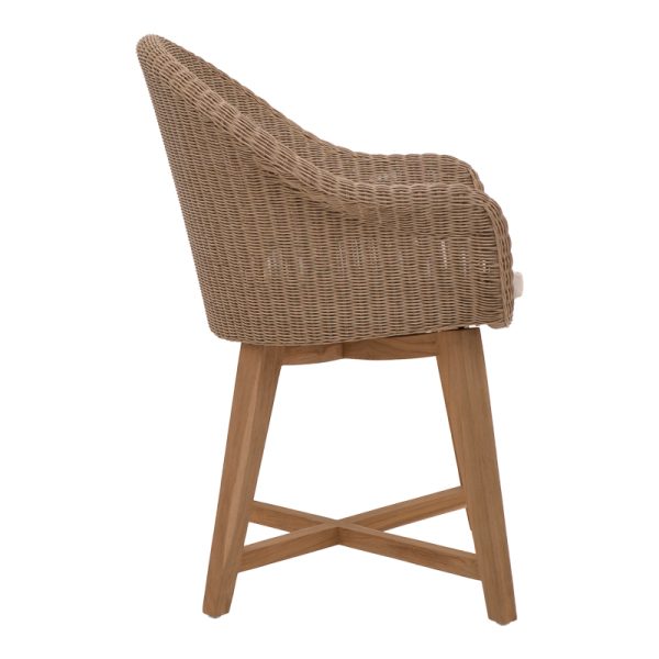 334 000002 2 2 Armchair Solso pakoworld aluminium skeleton with teak leg wood in natural shade and pe rattan 62x58x78cmBOHO CHIC > Chairs and Armchairs