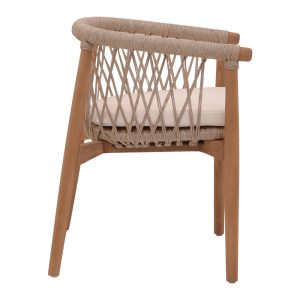 334 000005 2 2 Armchair Abby pakoworld teak wood skeleton in natural shade and cream cushion 60x58x78cmBOHO CHIC > Chairs and Armchairs