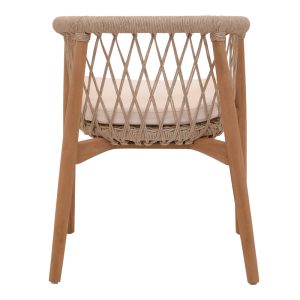 334 000005 4 2 Armchair Abby pakoworld teak wood skeleton in natural shade and cream cushion 60x58x78cmBOHO CHIC > Chairs and Armchairs