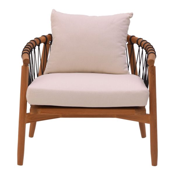 335 000004 3 2 Armchair Haibo pakoworld natural teakwood-black rope-white cushion 80x75x72cmBOHO CHIC > Chairs and Armchairs