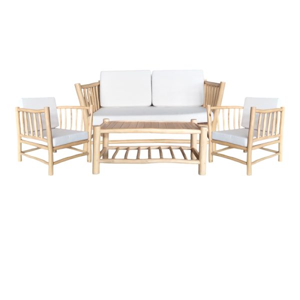 335 000010 6 Living set Mayorka pakoworld set of 4 natural teakwood-white cushionBOHO CHIC > Other Furnishings