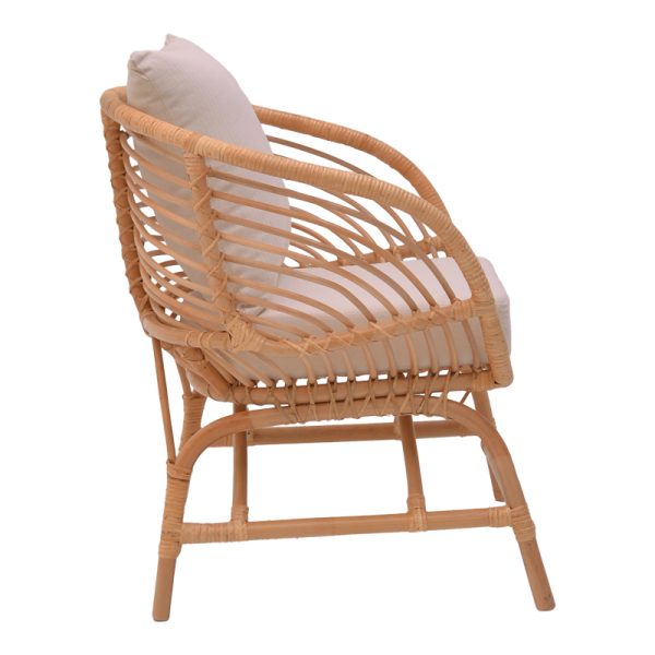 335 000011 2 2 Armchair Caxen pakoworld natural rattan-white pillow 72x63x75cmBOHO CHIC > Chairs and Armchairs