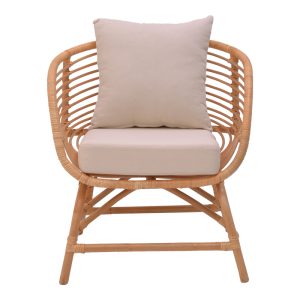 335 000011 3 2 Armchair Caxen pakoworld natural rattan-white pillow 72x63x75cmBOHO CHIC > Chairs and Armchairs