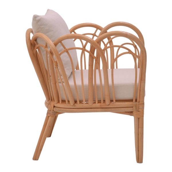 335 000012 2 2 Armchair Tania pakoworld natural rattan-white pillow 76x76x76cmBOHO CHIC > Chairs and Armchairs