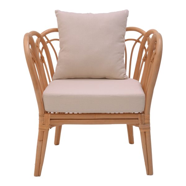 335 000012 3 2 Armchair Tania pakoworld natural rattan-white pillow 76x76x76cmBOHO CHIC > Chairs and Armchairs