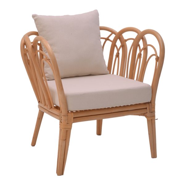 335 000012 5 Armchair Tania pakoworld natural rattan-white pillow 76x76x76cmBOHO CHIC > Chairs and Armchairs