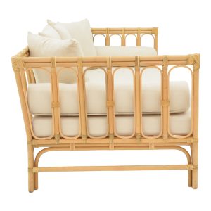 335 000013 2 2 Sofa Alessa pakoworld natural rattan-white fabric with cushions 200x100x76cmBOHO CHIC > Sofas & Benches