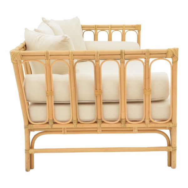 335 000013 2 2 Sofa Alessa pakoworld natural rattan-white fabric with cushions 200x100x76cmBOHO CHIC > Sofas & Benches