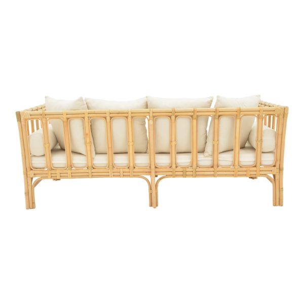 335 000013 3 2 Sofa Alessa pakoworld natural rattan-white fabric with cushions 200x100x76cmBOHO CHIC > Sofas & Benches