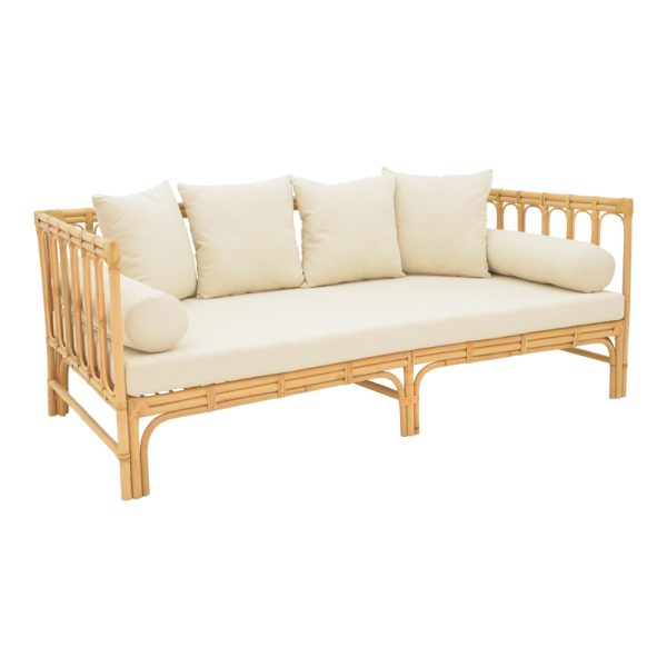 335 000013 5 Sofa Alessa pakoworld natural rattan-white fabric with cushions 200x100x76cmBOHO CHIC > Sofas & Benches