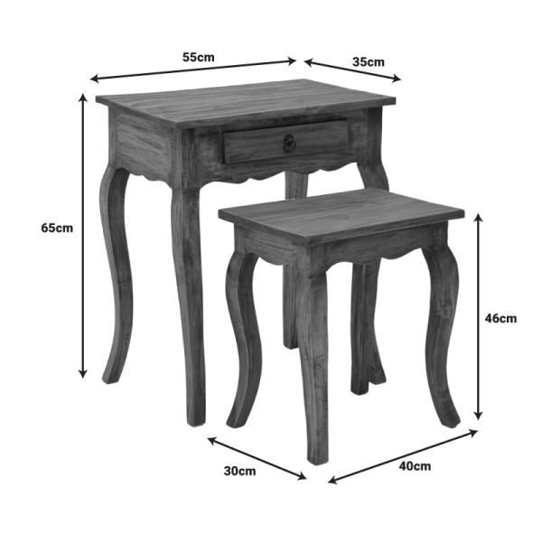 335 000018 4 5 Side table Nesto pakoworld set of 2 natural antique mahogany woodBOHO CHIC > Other Furnishings