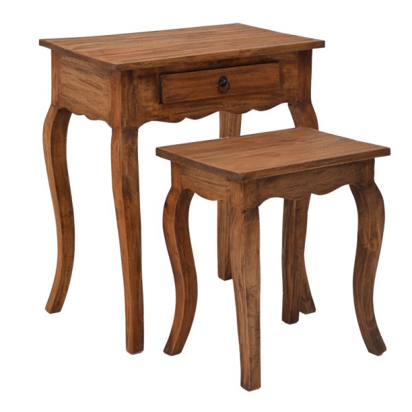 335 000018 8 Side table Nesto pakoworld set of 2 natural antique mahogany woodBOHO CHIC > Other Furnishings