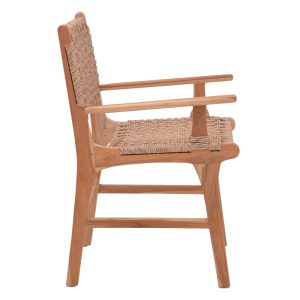 336 000005 2 8 Sponze armchair pakoworld natural color teak wood skeleton and pe rope 54x60x86cmBOHO CHIC > Chairs and Armchairs