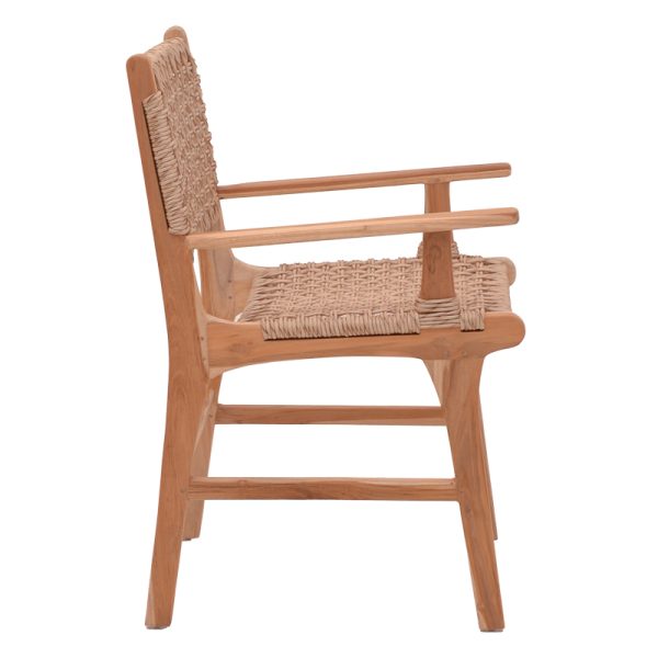 336 000005 2 8 Sponze armchair pakoworld natural color teak wood skeleton and pe rope 54x60x86cmBOHO CHIC > Chairs and Armchairs