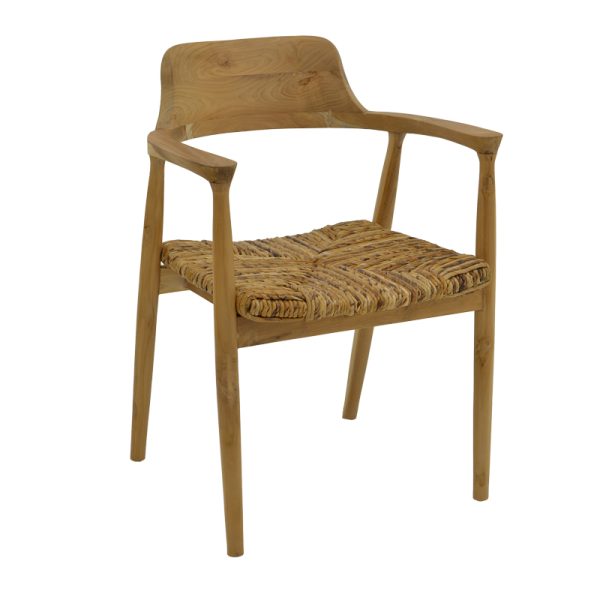 336 000006 8 Denverone armchair pakoworld natural teak wood-straw 57x54x79cmBOHO CHIC > Chairs and Armchairs