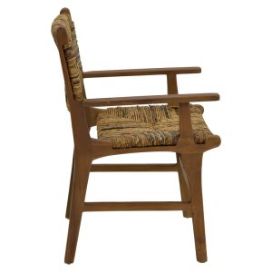 336 000008 2 3 Armchair Refane pakoworld natural teak wood-straw 55x60x85cmBOHO CHIC > Chairs and Armchairs