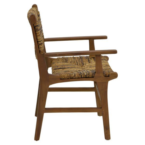 336 000008 2 3 Armchair Refane pakoworld natural teak wood-straw 55x60x85cmBOHO CHIC > Chairs and Armchairs