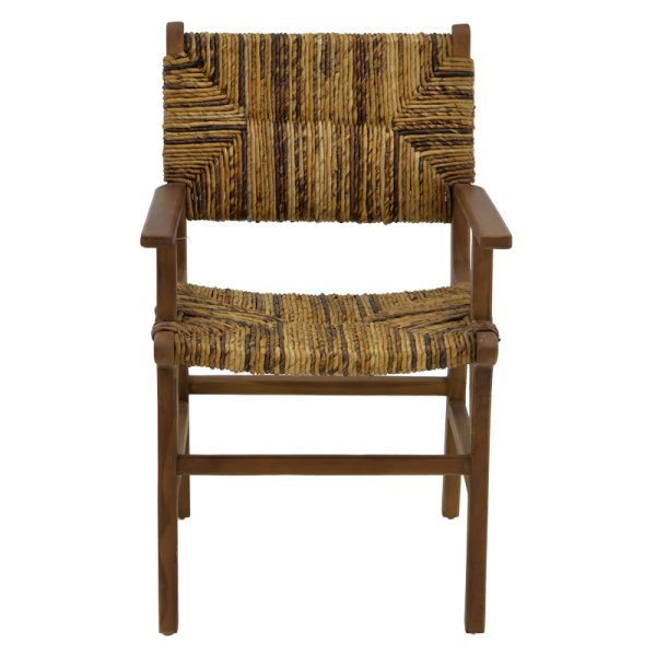 336 000008 3 3 Armchair Refane pakoworld natural teak wood-straw 55x60x85cmBOHO CHIC > Chairs and Armchairs