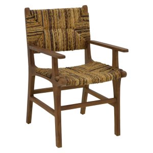 336 000008 6 Armchair Refane pakoworld natural teak wood-straw 55x60x85cmBOHO CHIC > Chairs and Armchairs