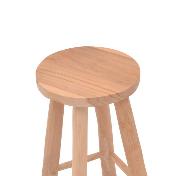 336 000020 2 6 Charloce stool pakoworld natural color teak wood D35x62cmBOHO CHIC > Stools