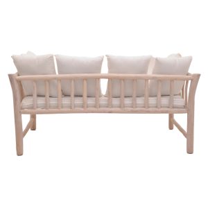 336 000025 2 4 2-seater sofa Dranjere pakoworld natural color teak wood with beige fabric 167x80x71cmBOHO CHIC > Sofas & Benches