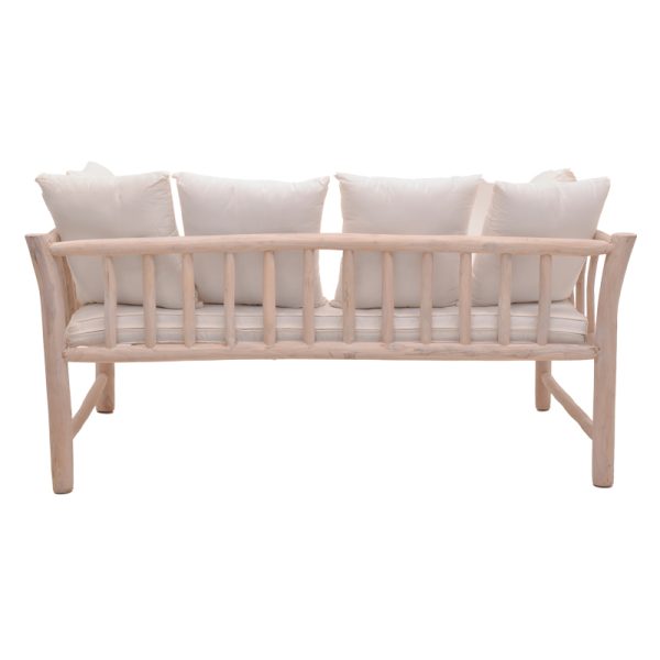 336 000025 2 4 2-seater sofa Dranjere pakoworld natural color teak wood with beige fabric 167x80x71cmBOHO CHIC > Sofas & Benches