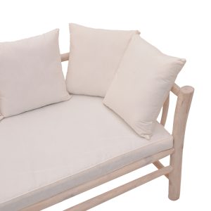 336 000025 3 4 2-seater sofa Dranjere pakoworld natural color teak wood with beige fabric 167x80x71cmBOHO CHIC > Sofas & Benches