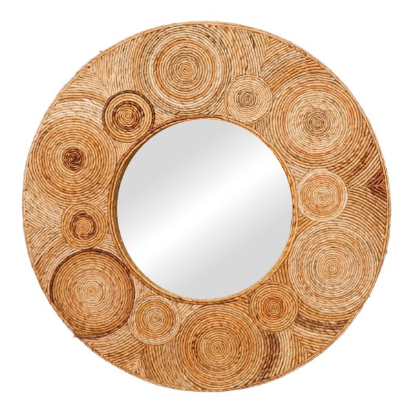 337 000016 2 Klare Inart mirror banana wood in natural shade D80x5cmBOHO CHIC > Decoratives