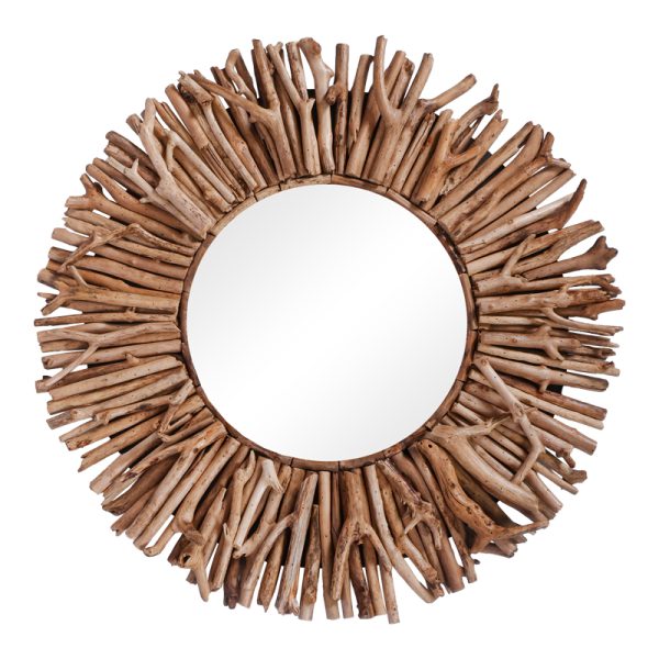 337 000029 5 Mirror Grazzy Inart arum wood in natural shade Φ70x8cmBOHO CHIC > Decoratives