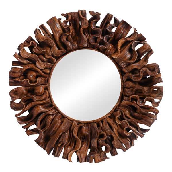 337 000030 2 Adrez Inart mirror wood in natural shade Φ70x8cmBOHO CHIC > Decoratives