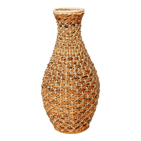 337 000033 8 Vase Gucre I Inart wood-rattan pe in natural shade D30x70cmBOHO CHIC > Decoratives