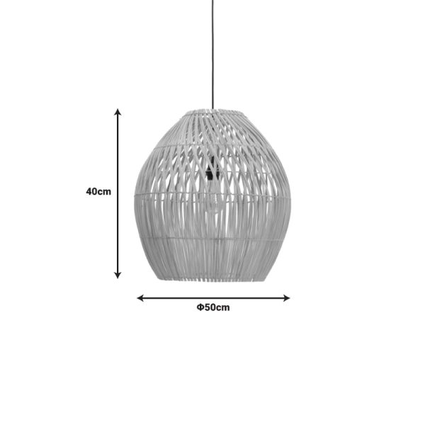 337 000038 2 2 Ceiling lamp Irden Inart rattan in natural shade D50x40cmBOHO CHIC > Luminaries