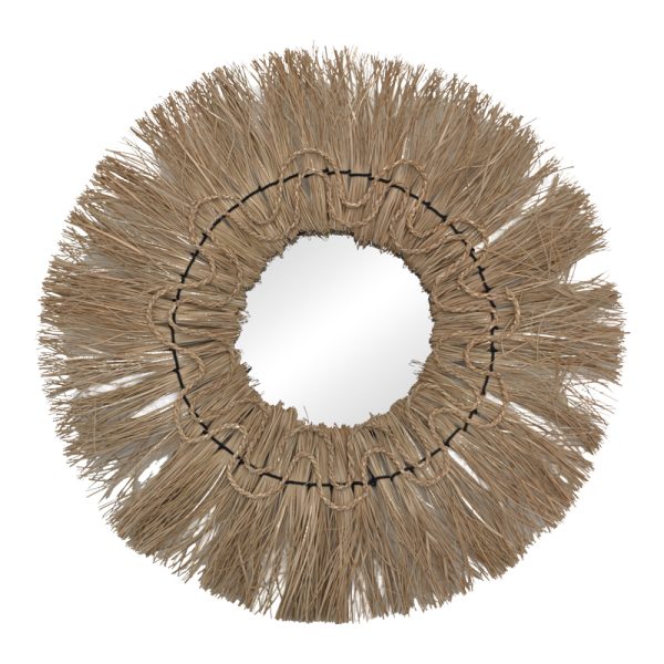 337 000040 2 Apler Inart mendong mirror in natural shade D60x6cmBOHO CHIC > Decoratives