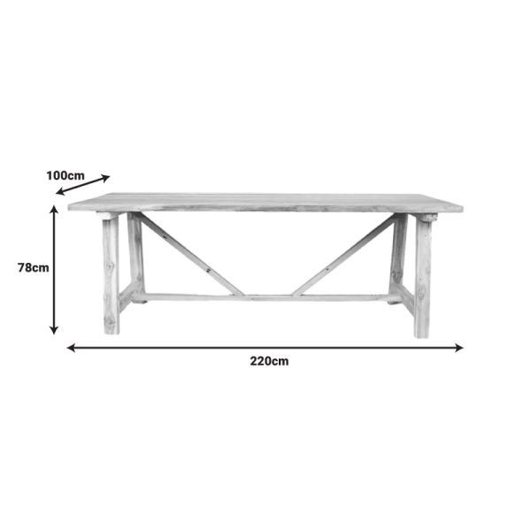338 000001 2 2 Luxous pakoworld teak wood table in natural shade 220x100x78cmBOHO CHIC > Dining Tables