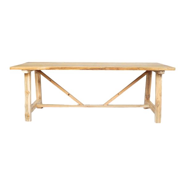 338 000001 3 Luxous pakoworld teak wood table in natural shade 220x100x78cmBOHO CHIC > Dining Tables