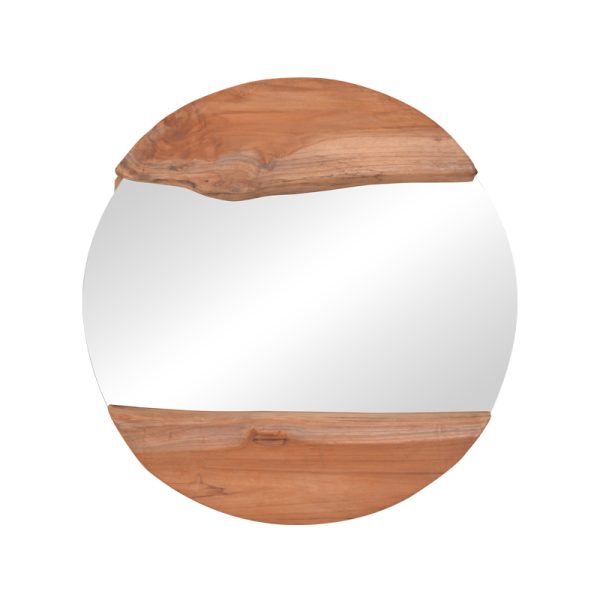338 000007 2 Alkmen mirror pakoworld teak wood in natural shade D60x4cmBOHO CHIC > Decoratives