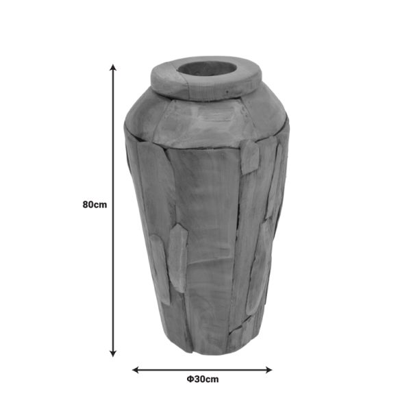 338 000016 2 5 Decorative vase Archean pakoworld teak wood in natural color D30x80cmBOHO CHIC > Decoratives