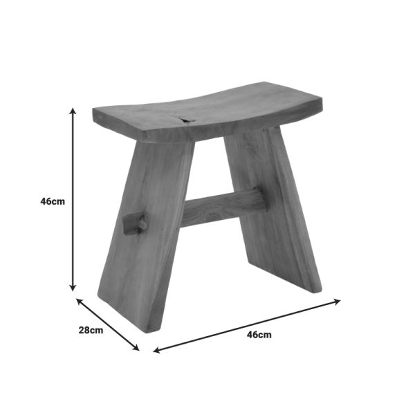 338 000017 4 5 Shogun stool pakoworld teak wood in natural shade 46x28x46cmBOHO CHIC > Stools