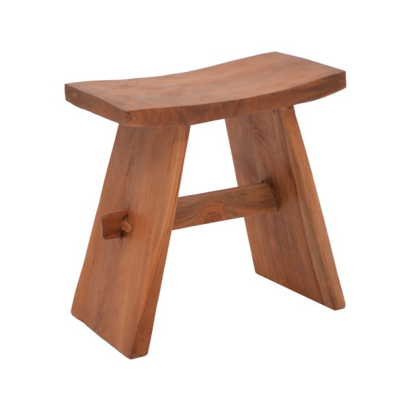 338 000017 8 Shogun stool pakoworld teak wood in natural shade 46x28x46cmBOHO CHIC > Stools