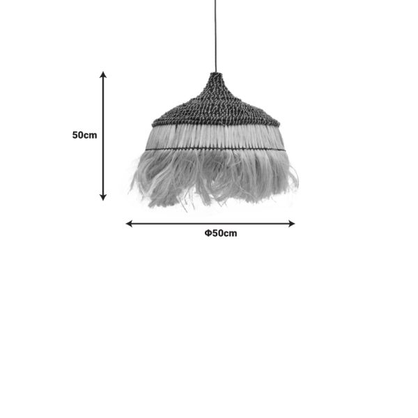 339 000003 2 4 Ceiling lamp Arupade Inart abaca wood in natural-black color D50x50cmBOHO CHIC > Luminaries