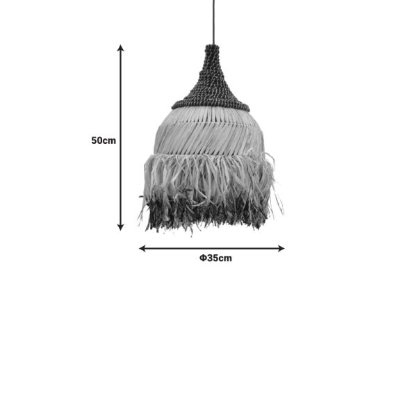 339 000005 2 4 Kentel Inart sisal ceiling lamp in natural-black color D35x50cmBOHO CHIC > Luminaries
