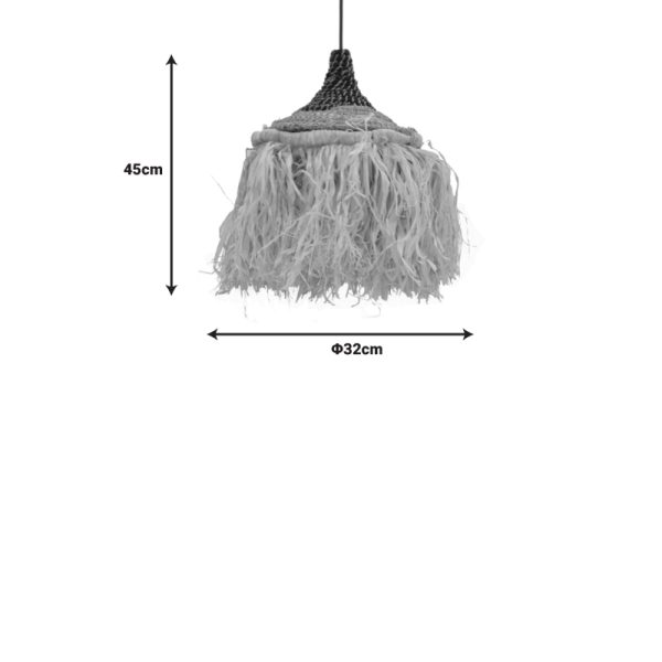 339 000007 2 2 Sermene Inart sisal ceiling lamp in natural-black color D32x45cmBOHO CHIC > Luminaries
