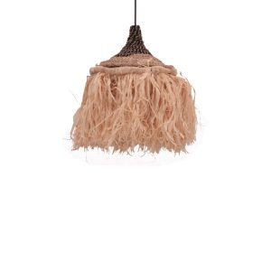 339 000007 3 Sermene Inart sisal ceiling lamp in natural-black color D32x45cmBOHO CHIC > Luminaries