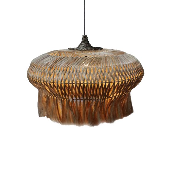 339 000011 2 Ceiling lamp Pozarne Inart abaca wood in natural color D90x55cmBOHO CHIC > Luminaries