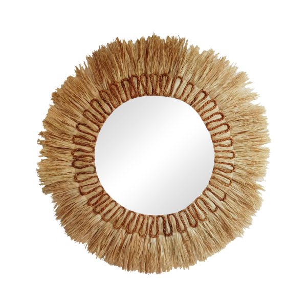 339 000025 2 Oviele Inart sisal mirror in natural color D95x4cmBOHO CHIC > Decoratives